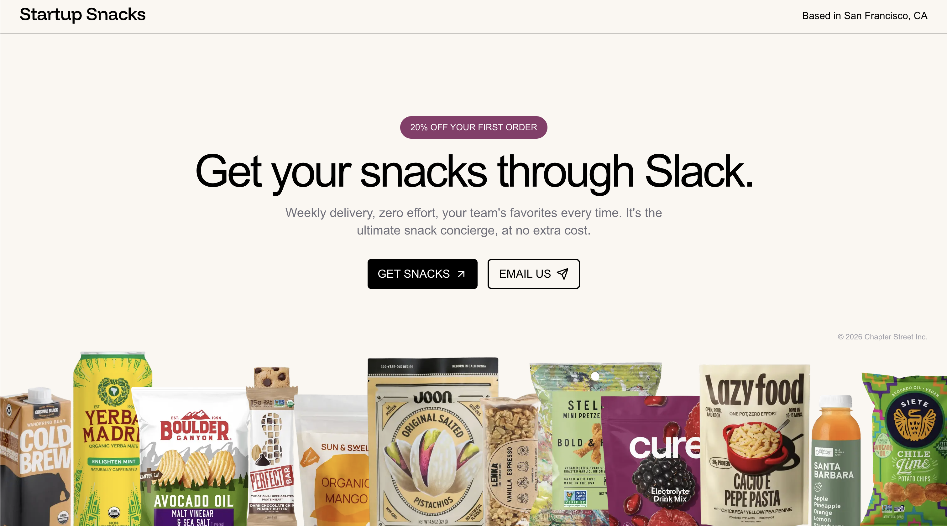 Startup Snacks - Snacks through Slack